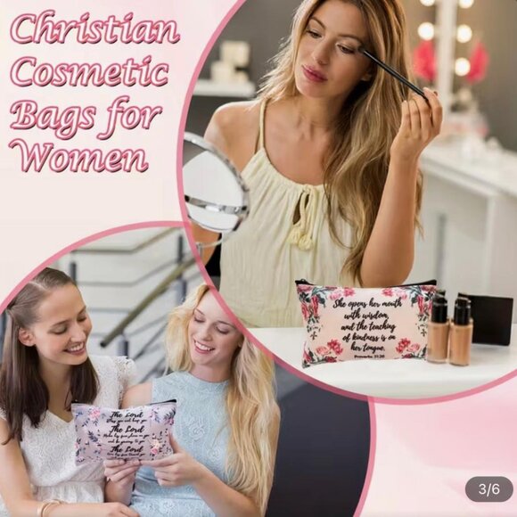 NEW - Floral Christian Bible Makeup Bag Pouch - Cosmetic Bags - Style 4 - Picture 3 of 5